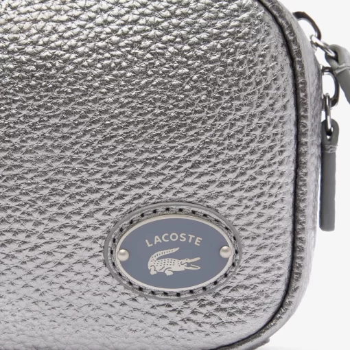 Lacoste Crossbody Taschen>Damen Top Schultertasche Aus Genarbtem Leder Gunmetal M37