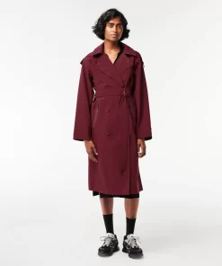 Lacoste Jacken & Mäntel>Damen Trenchcoat Aus Doppellagigem Pique Burgunder Yup