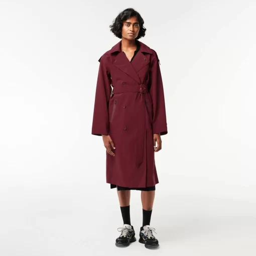 Lacoste Jacken & Mäntel>Damen Trenchcoat Aus Doppellagigem Pique Burgunder Yup