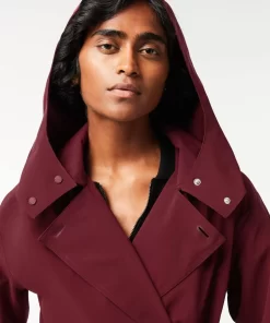 Lacoste Jacken & Mäntel>Damen Trenchcoat Aus Doppellagigem Pique Burgunder Yup