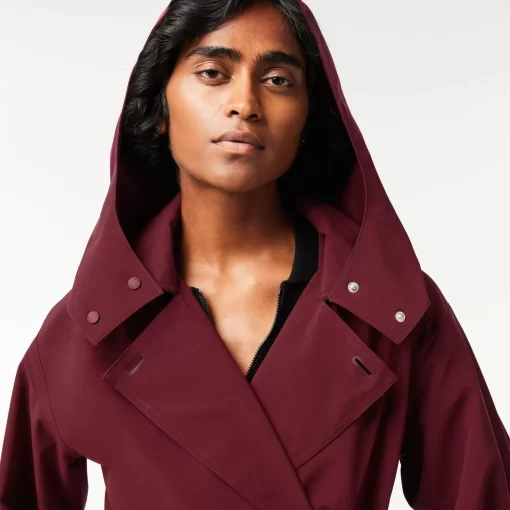 Lacoste Jacken & Mäntel>Damen Trenchcoat Aus Doppellagigem Pique Burgunder Yup