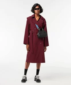 Lacoste Jacken & Mäntel>Damen Trenchcoat Aus Doppellagigem Pique Burgunder Yup