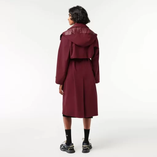 Lacoste Jacken & Mäntel>Damen Trenchcoat Aus Doppellagigem Pique Burgunder Yup