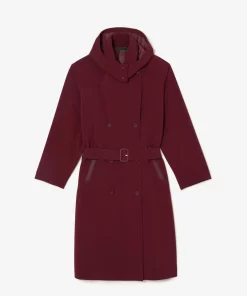 Lacoste Jacken & Mäntel>Damen Trenchcoat Aus Doppellagigem Pique Burgunder Yup