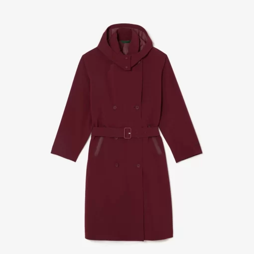 Lacoste Jacken & Mäntel>Damen Trenchcoat Aus Doppellagigem Pique Burgunder Yup