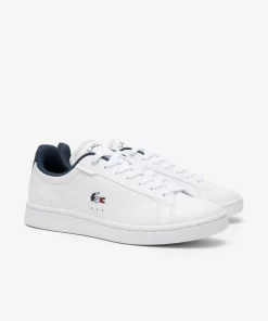 Lacoste Sneakers>Damen Trikolor-Sneakers Carnaby Pro Aus Leder Wht/Nvy/Red 407