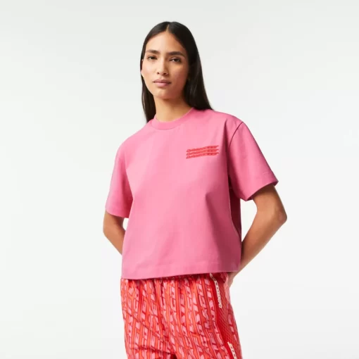 Lacoste T-Shirts>Damen T-Shirt Aus Baumwolle In Ubergrose Reseda Rosa 2R3