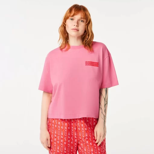 Lacoste T-Shirts>Damen T-Shirt Aus Baumwolle In Ubergrose Reseda Rosa 2R3