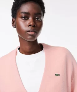 Lacoste Pullover>Damen Woll-Cardigan Mit V-Ausschnitt Rosa Sfi