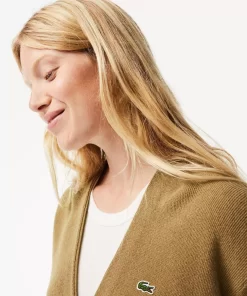 Lacoste Pullover>Damen Woll-Cardigan Mit V-Ausschnitt Braun Six