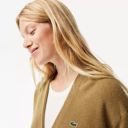 Lacoste Pullover>Damen Woll-Cardigan Mit V-Ausschnitt Braun Six