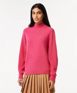 Lacoste Pullover>Damen Woll-Pullover Mit Hohem Kragen Fuschia Rosa Sqi