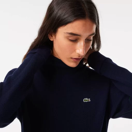 Lacoste Pullover>Damen Woll-Pullover Mit Hohem Kragen Navy Blau 166