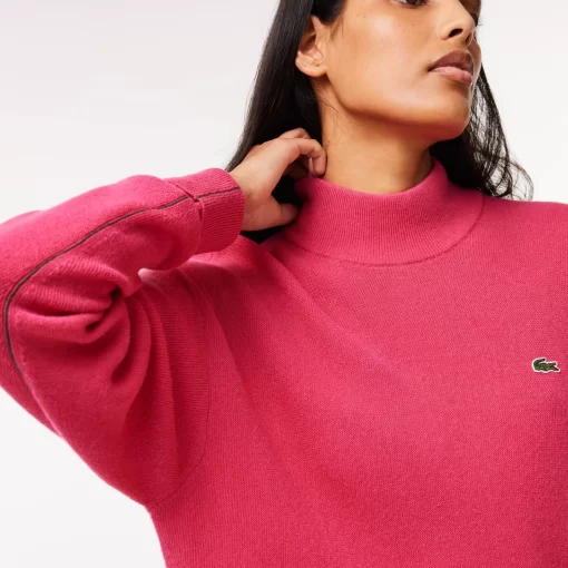 Lacoste Pullover>Damen Woll-Pullover Mit Hohem Kragen Fuschia Rosa Sqi