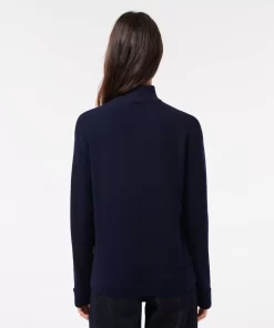 Lacoste Pullover>Damen Woll-Pullover Mit Hohem Kragen Navy Blau 166