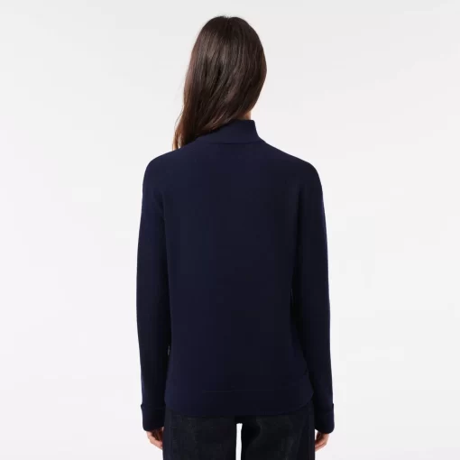 Lacoste Pullover>Damen Woll-Pullover Mit Hohem Kragen Navy Blau 166