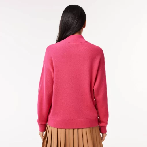 Lacoste Pullover>Damen Woll-Pullover Mit Hohem Kragen Fuschia Rosa Sqi