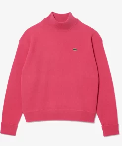 Lacoste Pullover>Damen Woll-Pullover Mit Hohem Kragen Fuschia Rosa Sqi