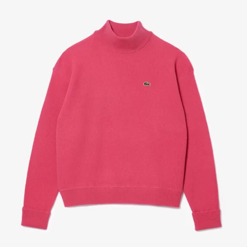 Lacoste Pullover>Damen Woll-Pullover Mit Hohem Kragen Fuschia Rosa Sqi