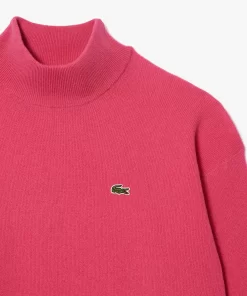 Lacoste Pullover>Damen Woll-Pullover Mit Hohem Kragen Fuschia Rosa Sqi