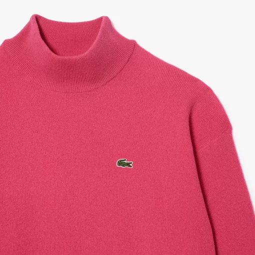 Lacoste Pullover>Damen Woll-Pullover Mit Hohem Kragen Fuschia Rosa Sqi