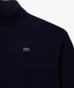 Lacoste Pullover>Damen Woll-Pullover Mit Hohem Kragen Navy Blau 166