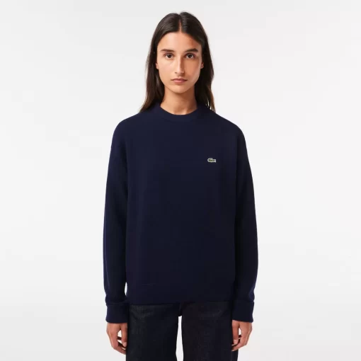 Lacoste Pullover>Damen Woll-Pullover Mit Rundhals Navy Blau 166