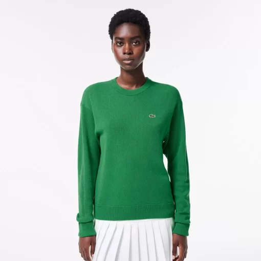 Lacoste Pullover>Damen Woll-Pullover Mit Rundhals Grun Siw