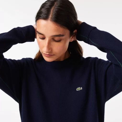 Lacoste Pullover>Damen Woll-Pullover Mit Rundhals Navy Blau 166