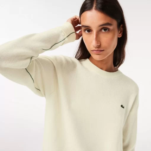 Lacoste Pullover>Damen Woll-Pullover Mit Rundhals Weis 70V