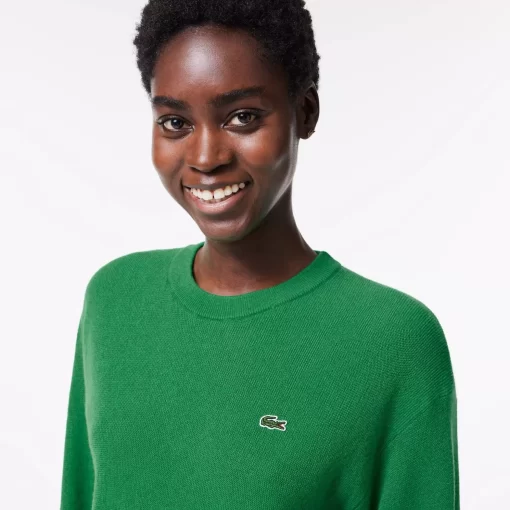 Lacoste Pullover>Damen Woll-Pullover Mit Rundhals Grun Siw