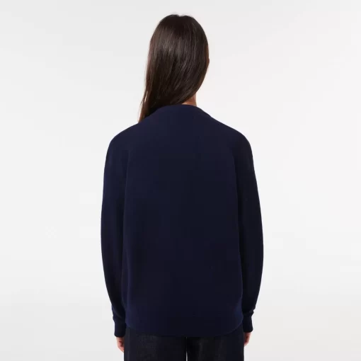 Lacoste Pullover>Damen Woll-Pullover Mit Rundhals Navy Blau 166