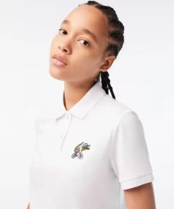 Lacoste Poloshirts>Damen X Netflix Poloshirt Mit Krokodil-Print Weis Viq