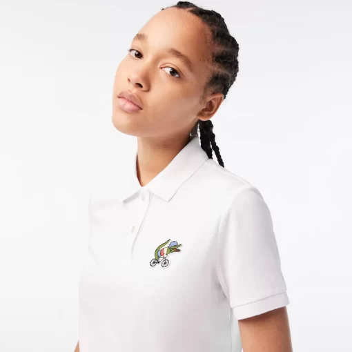 Lacoste Poloshirts>Damen X Netflix Poloshirt Mit Krokodil-Print Weis Viq