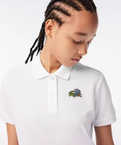 Lacoste Poloshirts>Damen X Netflix Poloshirt Mit Krokodil-Print Weis Vik