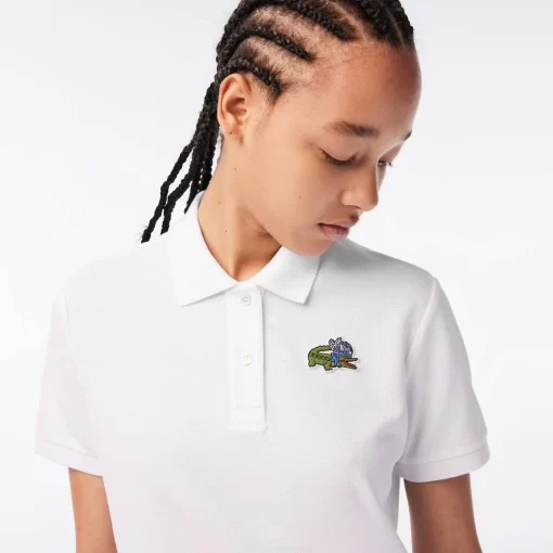 Lacoste Poloshirts>Damen X Netflix Poloshirt Mit Krokodil-Print Weis Vik