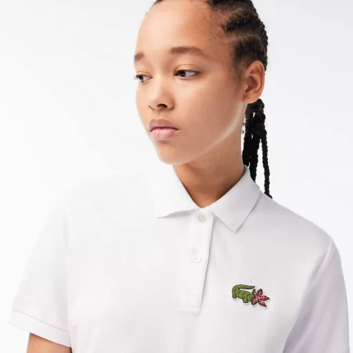 Lacoste Poloshirts>Damen X Netflix Poloshirt Mit Krokodil-Print Weis Vih