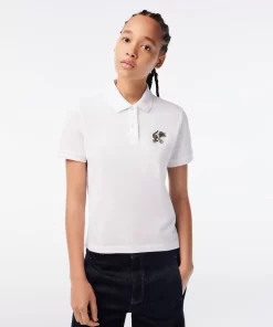 Lacoste Poloshirts>Damen X Netflix Poloshirt Mit Krokodil-Print Weis Viq