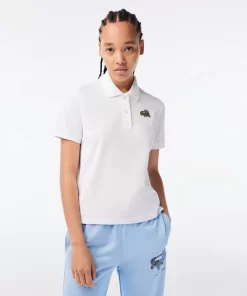 Lacoste Poloshirts>Damen X Netflix Poloshirt Mit Krokodil-Print Weis Vik