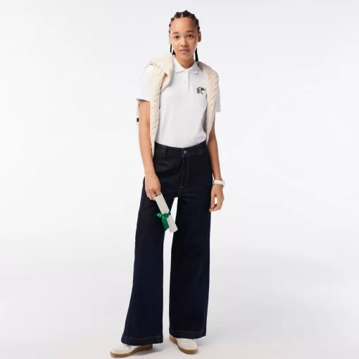 Lacoste Poloshirts>Damen X Netflix Poloshirt Mit Krokodil-Print Weis Viq