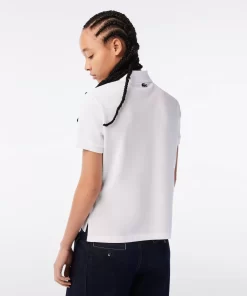 Lacoste Poloshirts>Damen X Netflix Poloshirt Mit Krokodil-Print Weis Viq