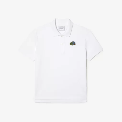 Lacoste Poloshirts>Damen X Netflix Poloshirt Mit Krokodil-Print Weis Vik