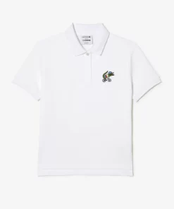 Lacoste Poloshirts>Damen X Netflix Poloshirt Mit Krokodil-Print Weis Viq