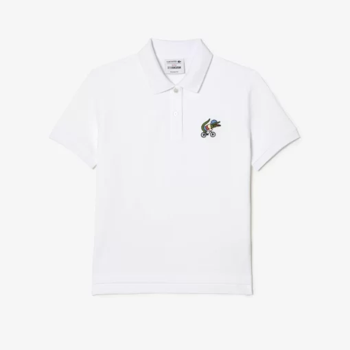 Lacoste Poloshirts>Damen X Netflix Poloshirt Mit Krokodil-Print Weis Viq