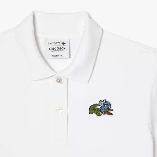 Lacoste Poloshirts>Damen X Netflix Poloshirt Mit Krokodil-Print Weis Vik