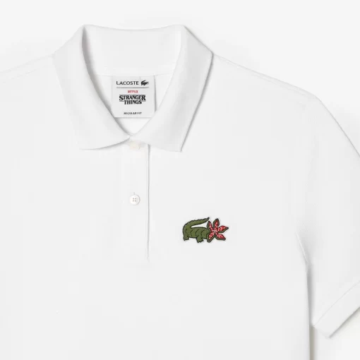 Lacoste Poloshirts>Damen X Netflix Poloshirt Mit Krokodil-Print Weis Vih