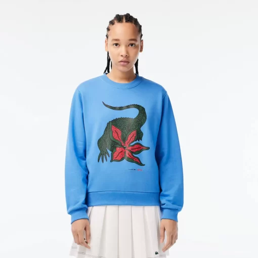 Lacoste Sweatshirts>Damen X Netflix Sweatshirt Aus Bio-Baumwollfleece Atherisches Blau L99