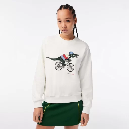 Lacoste Sweatshirts>Damen X Netflix Sweatshirt Aus Bio-Baumwollfleece Weis 70V