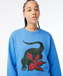 Lacoste Sweatshirts>Damen X Netflix Sweatshirt Aus Bio-Baumwollfleece Atherisches Blau L99