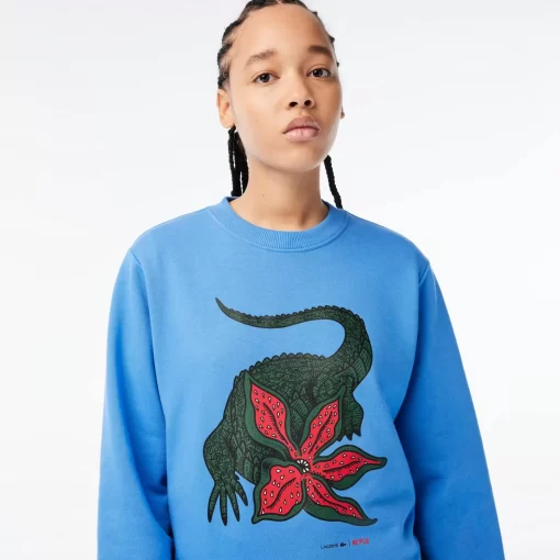 Lacoste Sweatshirts>Damen X Netflix Sweatshirt Aus Bio-Baumwollfleece Atherisches Blau L99